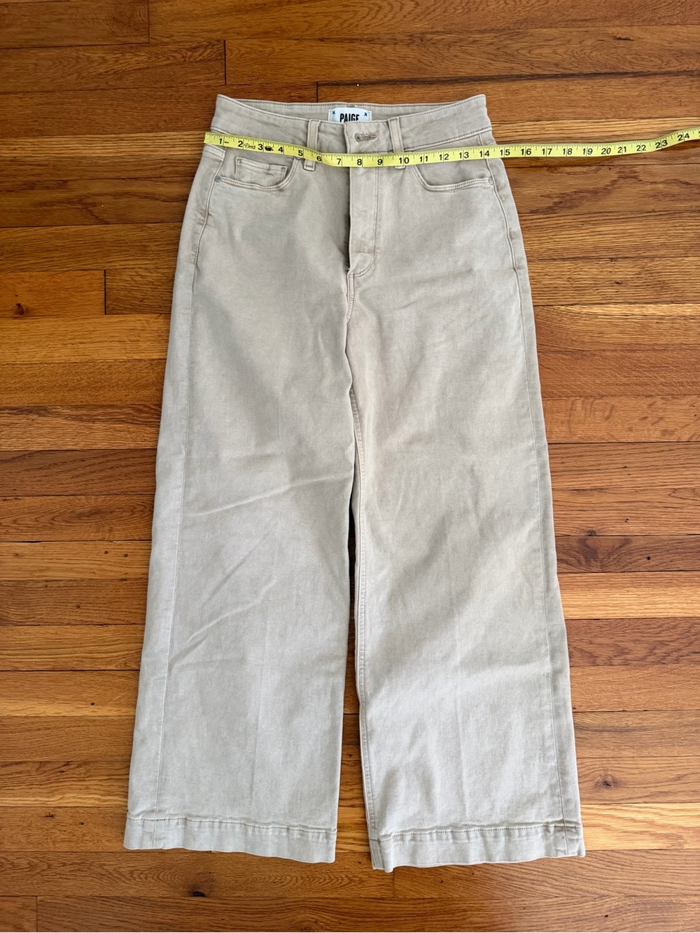 PAIGE Anessa Wide Leg Cropped Jeans in Vintage Sand